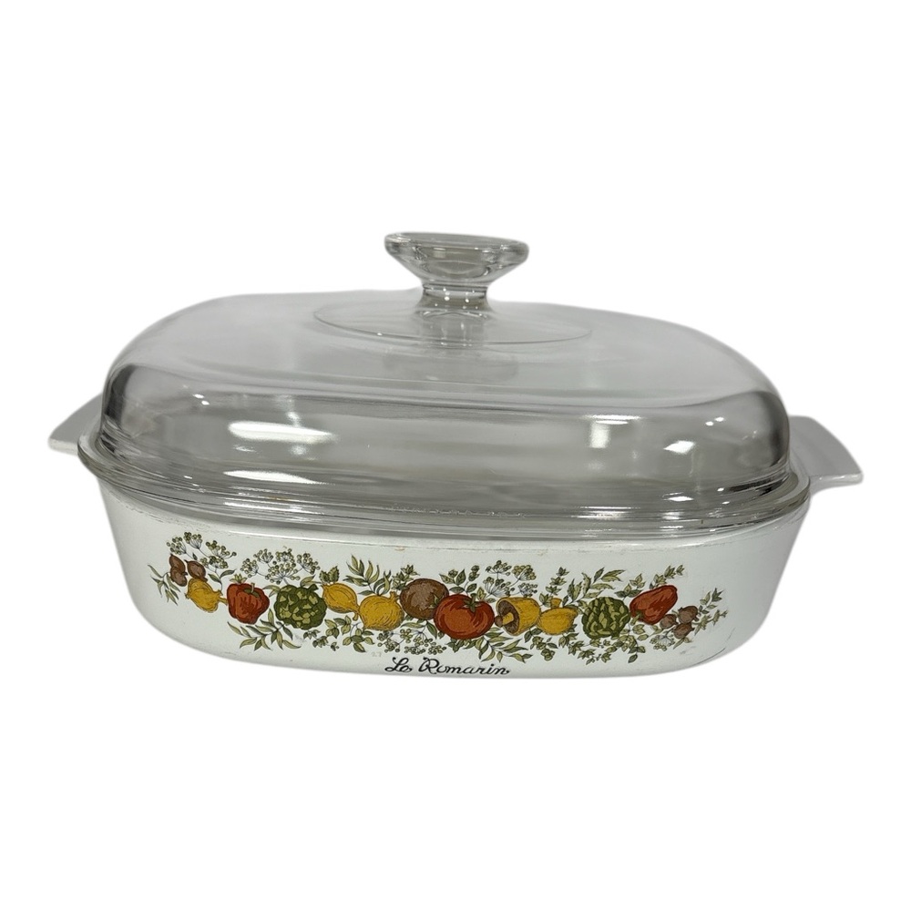 VTG Corning Ware Spice of Life  A-10-B Le Romarin Square Casserole Dish w/ Lid